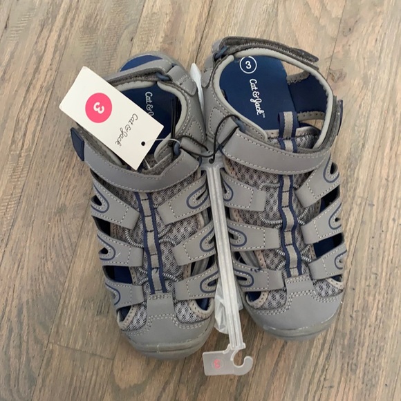 Cat & Jack Shoes Nwt Kids Catjack Velcro Sandals Navy And Gray Poshmark